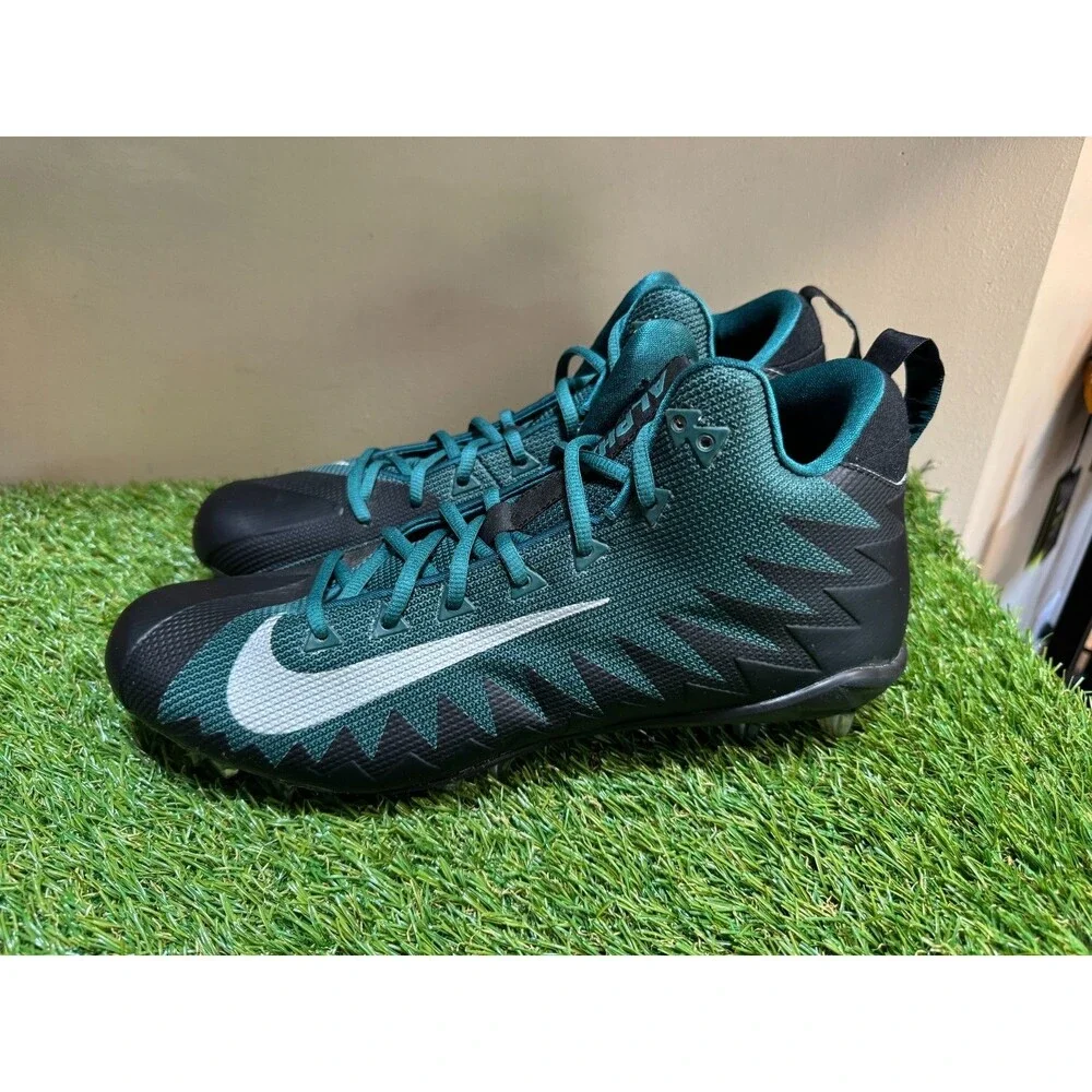 Men's 13 Nike Alpha Menace Pro Mid PE Football Cleats Black Green AJ6604-008 NFL